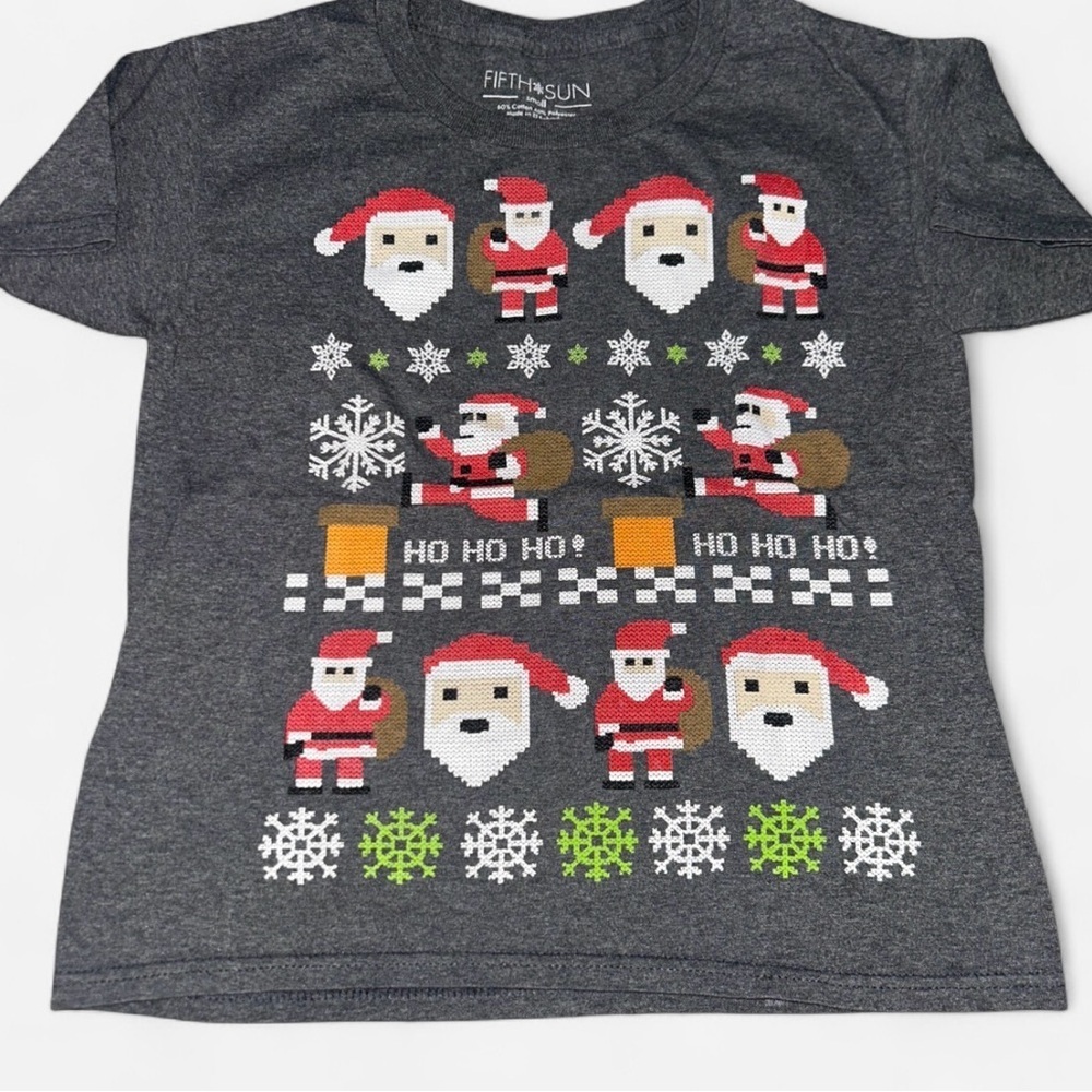 Fifth Sun Kids Santa and Hedgehog T-Shirt - Dark Gray